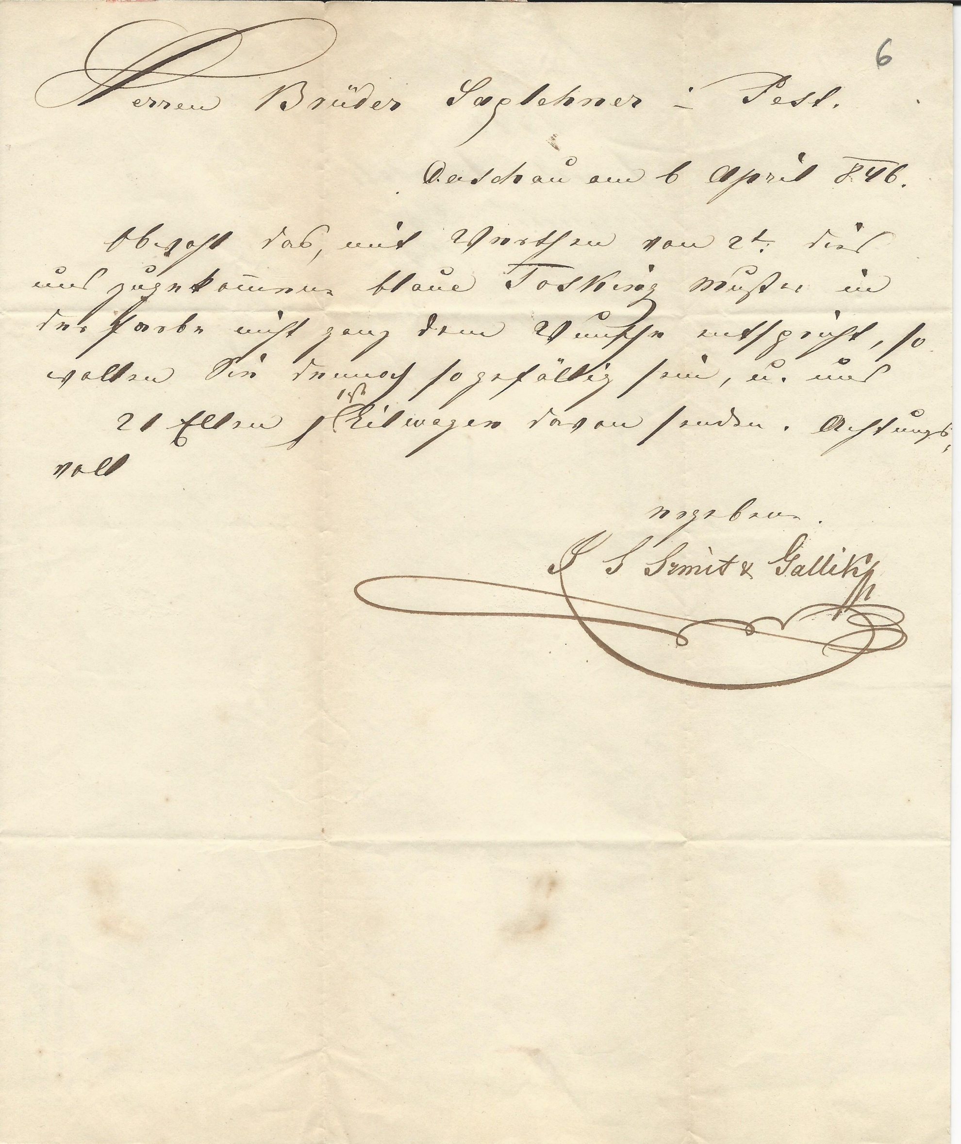 Szmit és Gallik levél (Magyar Kereskedelmi és Vendéglátóipari Múzeum CC BY-NC-SA)