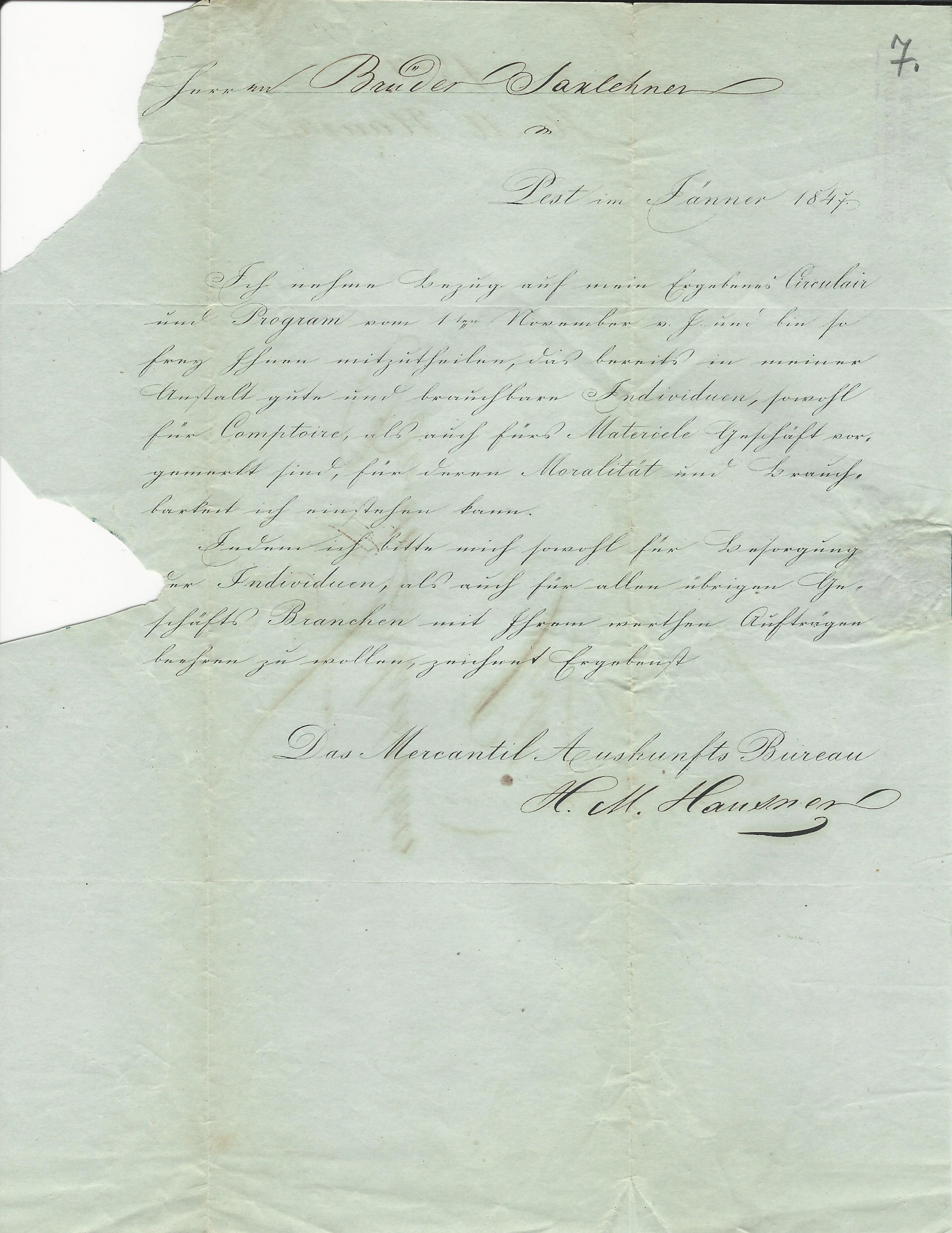 Haussner H. M. levél (Magyar Kereskedelmi és Vendéglátóipari Múzeum CC BY-NC-SA)