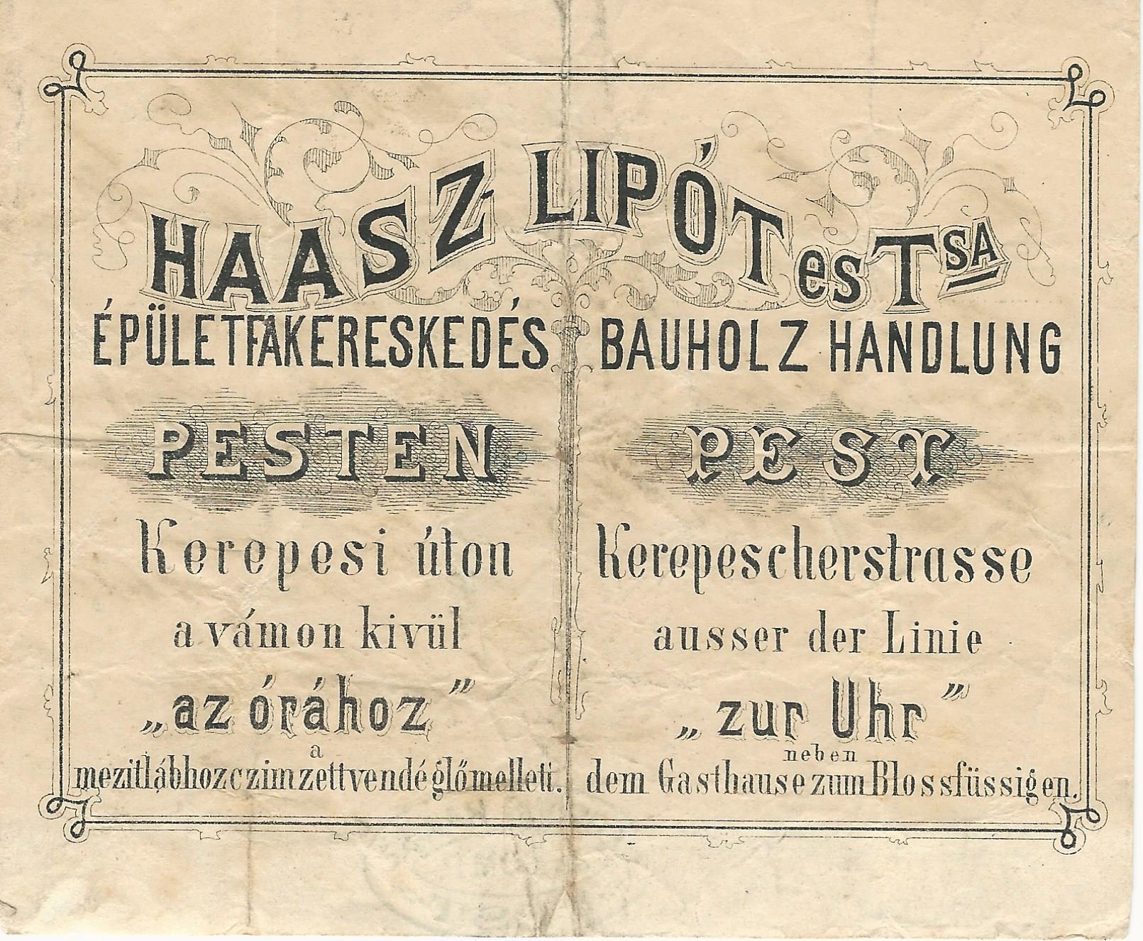 Haasz Lipót és Társa számla (Magyar Kereskedelmi és Vendéglátóipari Múzeum CC BY-NC-SA)