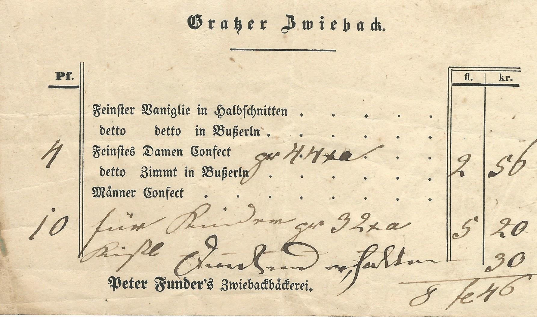 Brasser Zwieback számla (Magyar Kereskedelmi és Vendéglátóipari Múzeum CC BY-NC-SA)