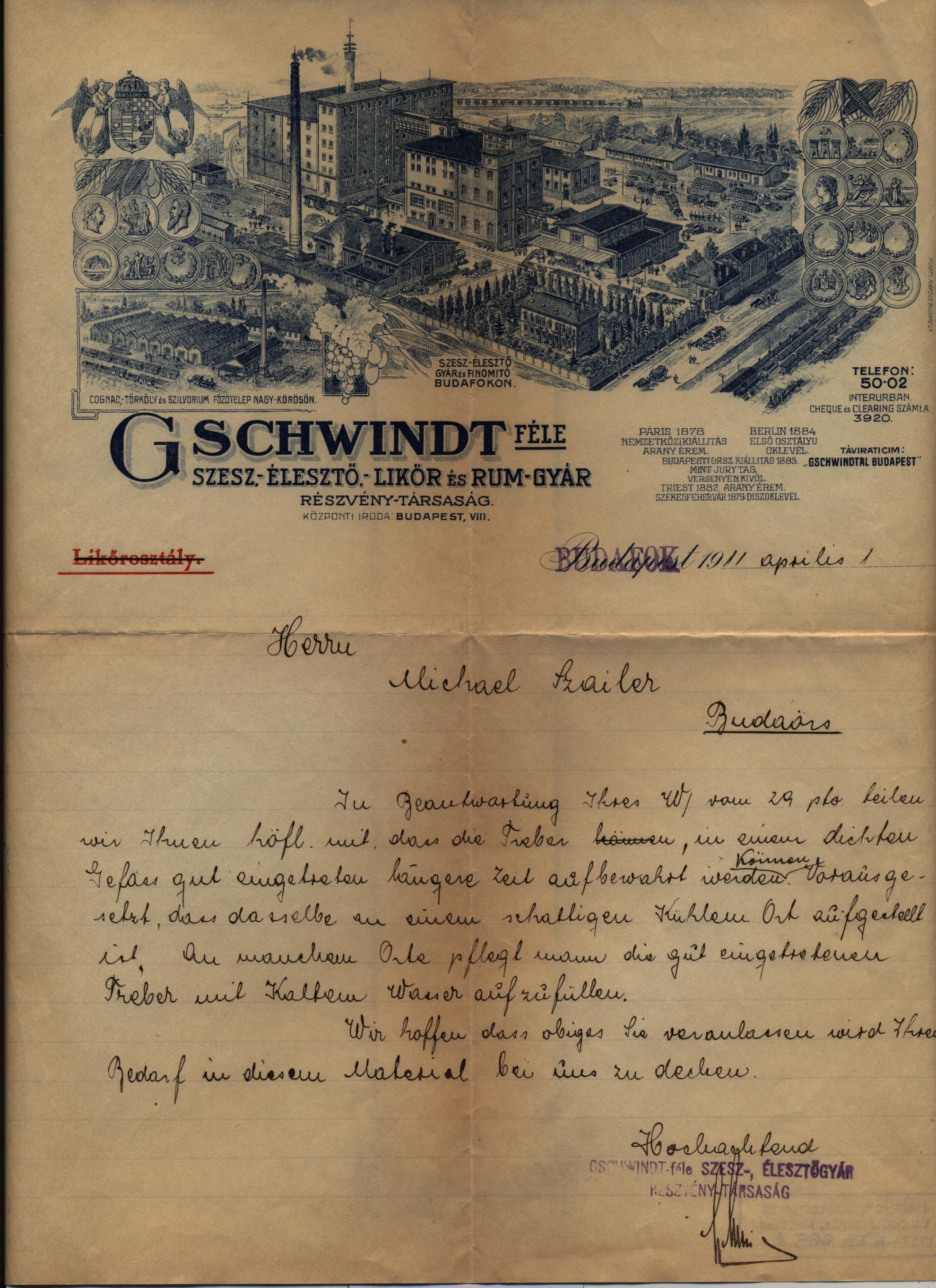 invoice, Gschwindt (Magyar Kereskedelmi és Vendéglátóipari Múzeum CC BY-NC-SA)