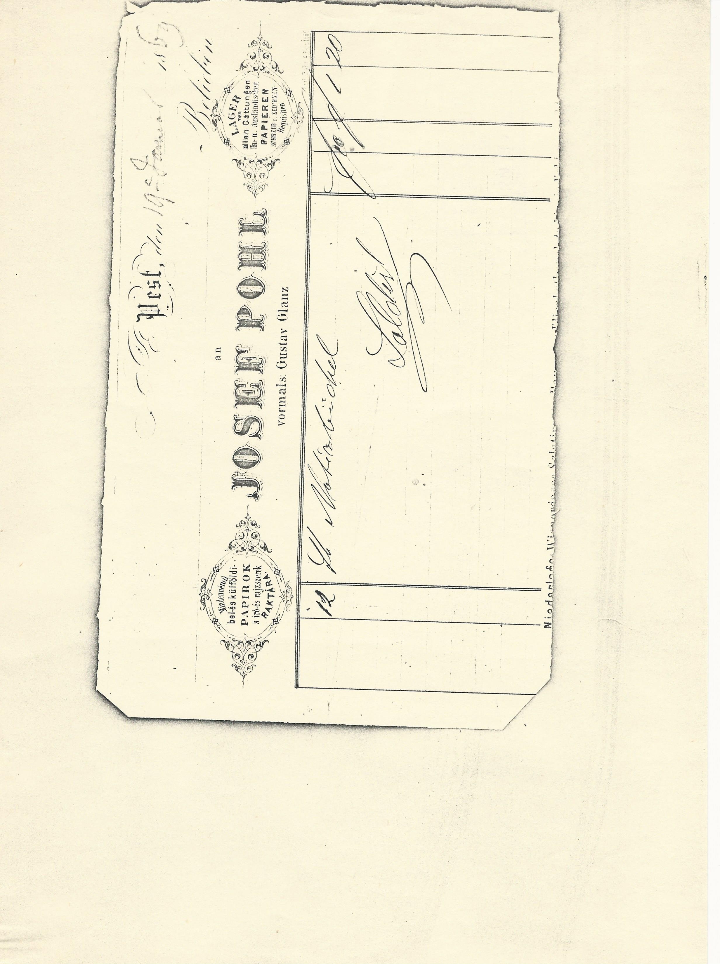 Pohl József számla (Magyar Kereskedelmi és Vendéglátóipari Múzeum CC BY-NC-SA)
