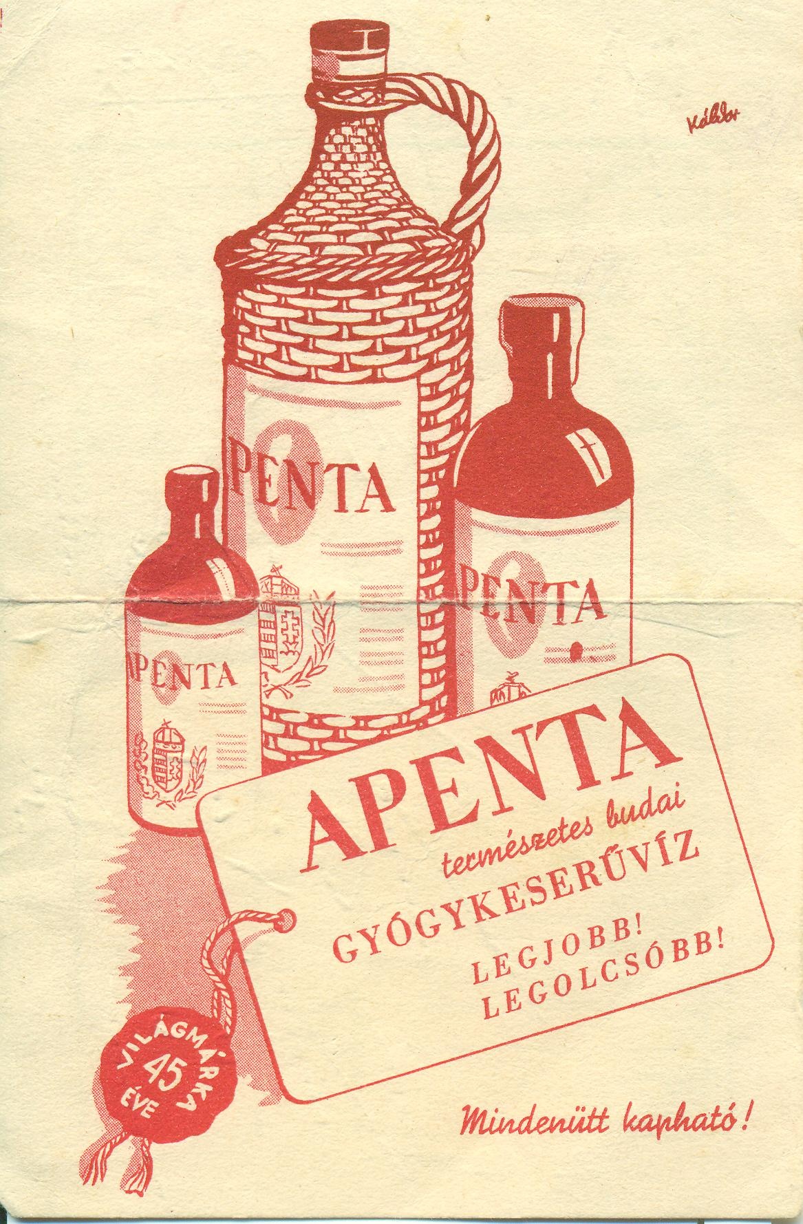 Apenta reklámlap és mosási jegyzék (Magyar Kereskedelmi és Vendéglátóipari Múzeum CC BY-NC-SA)