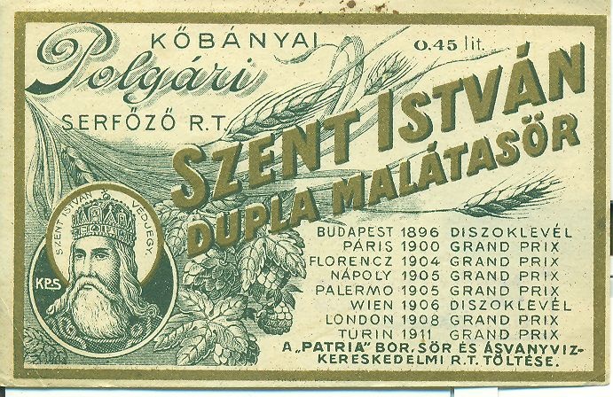 Szent István Dupla Maláta Sör (Magyar Kereskedelmi és Vendéglátóipari Múzeum CC BY-NC-SA)