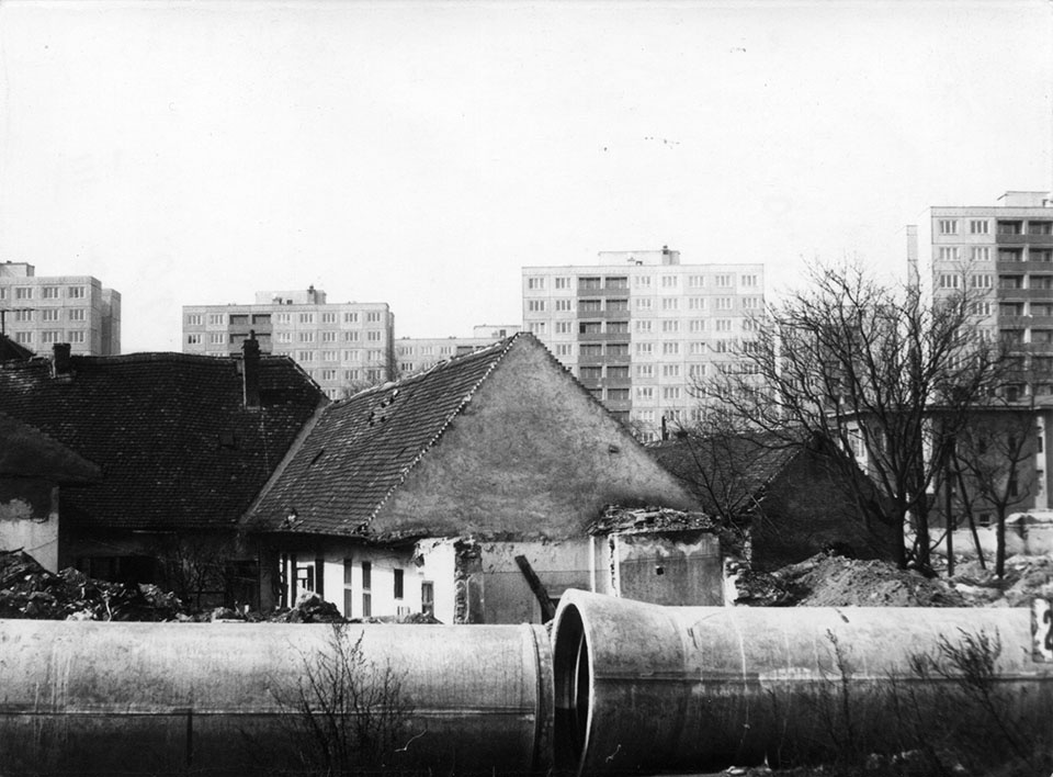 Szanálás alatt lévő házakról készített felvétel. (Óbudai Múzeum CC BY-NC-SA)