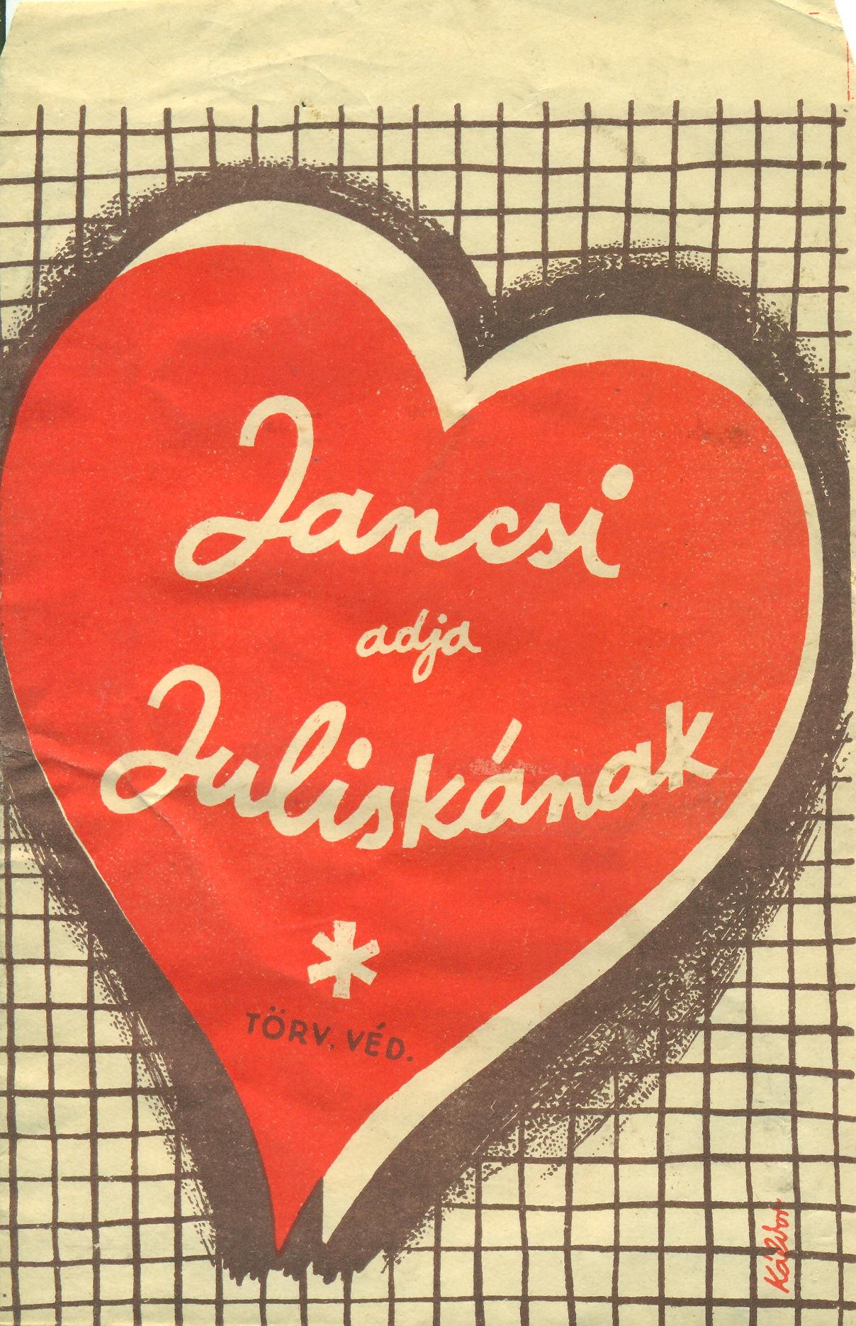 Jancsi és Juliska cukorka csomaggolóanyaga (Magyar Kereskedelmi és Vendéglátóipari Múzeum CC BY-NC-SA)