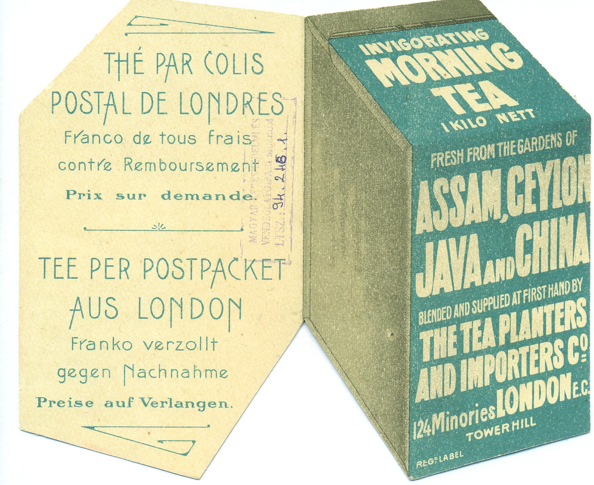 tea reklámlap (Magyar Kereskedelmi és Vendéglátóipari Múzeum CC BY-NC-SA)