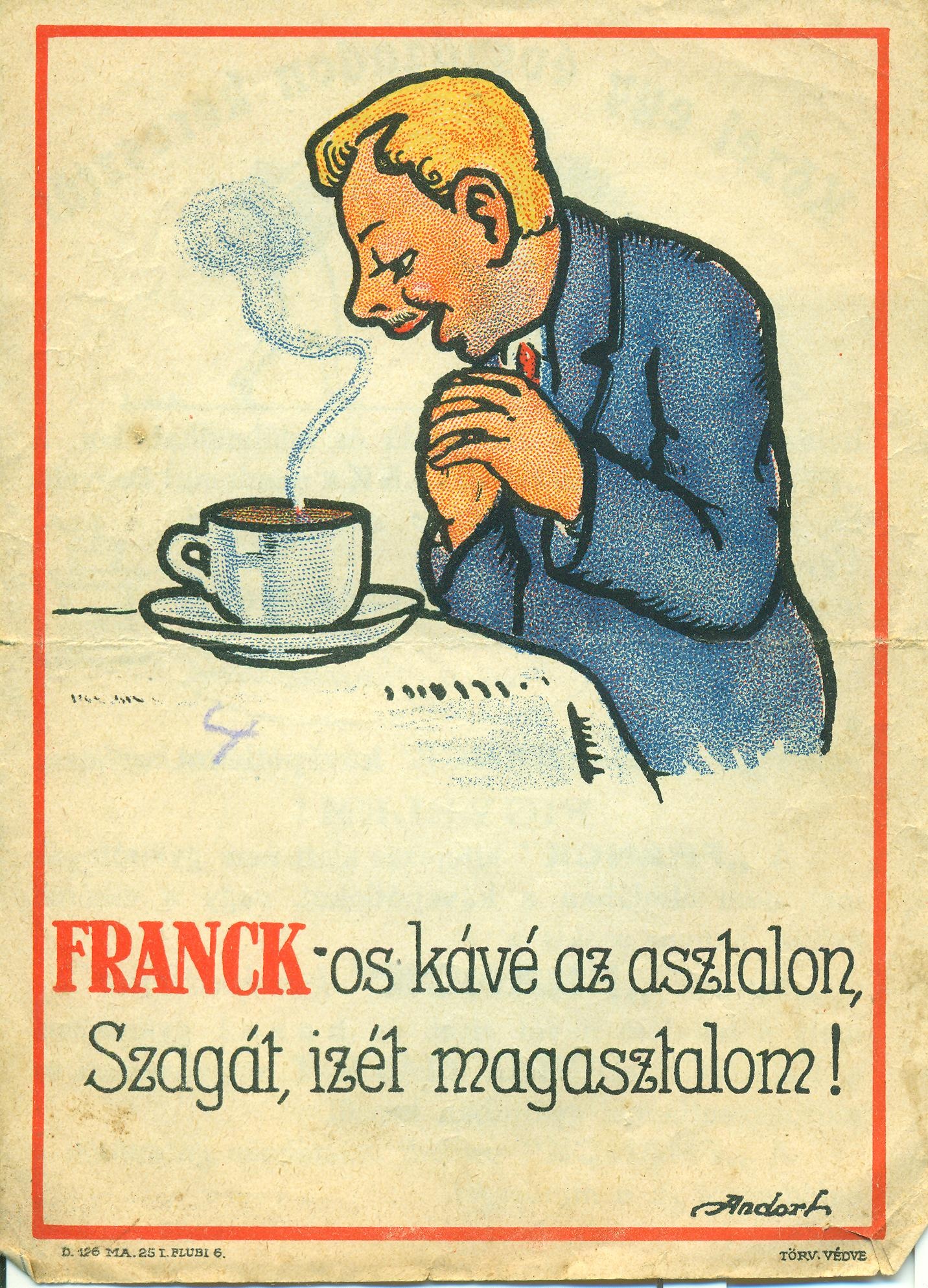Franck kávé reklámlap (Magyar Kereskedelmi és Vendéglátóipari Múzeum CC BY-NC-SA)