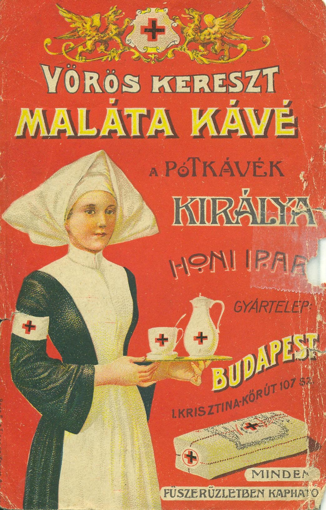 Vörös Kereszt pótkávé reklámlapja (Magyar Kereskedelmi és Vendéglátóipari Múzeum CC BY-NC-SA)