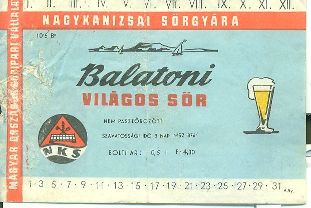 Balatoni világos (Magyar Kereskedelmi és Vendéglátóipari Múzeum CC BY-NC-SA)