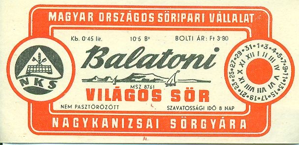 Balatoni világos sör (Magyar Kereskedelmi és Vendéglátóipari Múzeum CC BY-NC-SA)