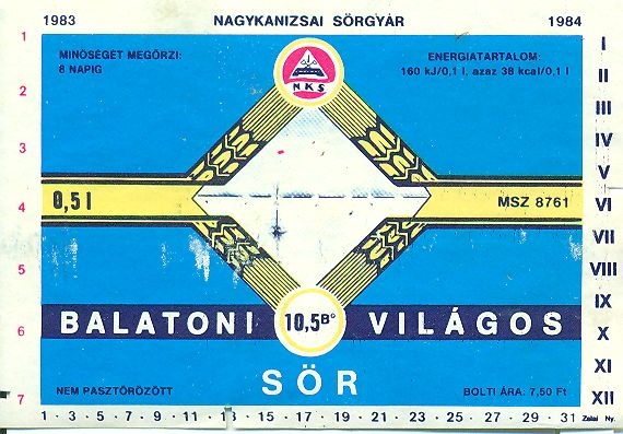 Balatoni világos (Magyar Kereskedelmi és Vendéglátóipari Múzeum CC BY-NC-SA)