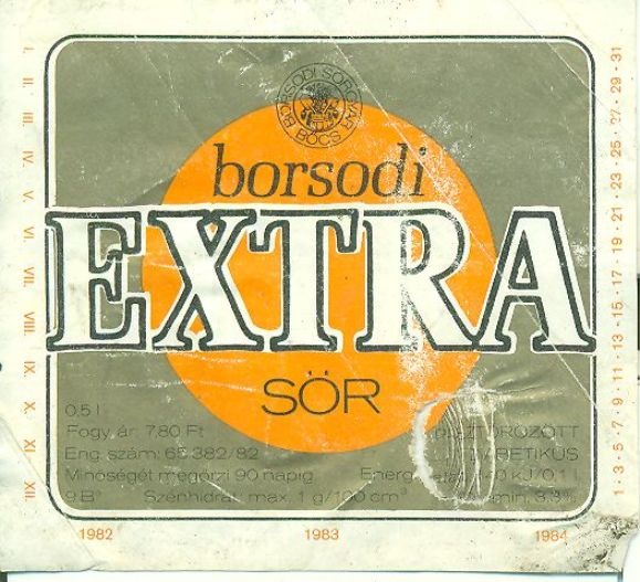 Borsodi Extra sör (Magyar Kereskedelmi és Vendéglátóipari Múzeum CC BY-NC-SA)