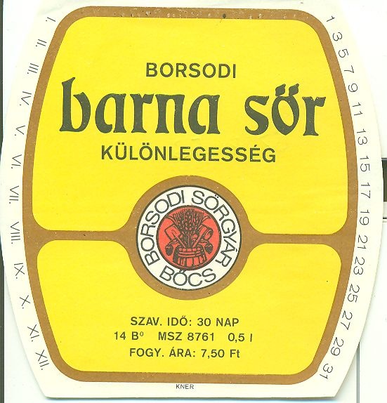 Borsodi barna sör (Magyar Kereskedelmi és Vendéglátóipari Múzeum CC BY-NC-SA)