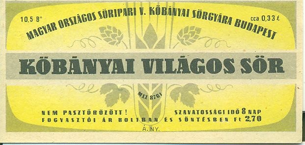 Kőbányai világos sör (Magyar Kereskedelmi és Vendéglátóipari Múzeum CC BY-NC-SA)