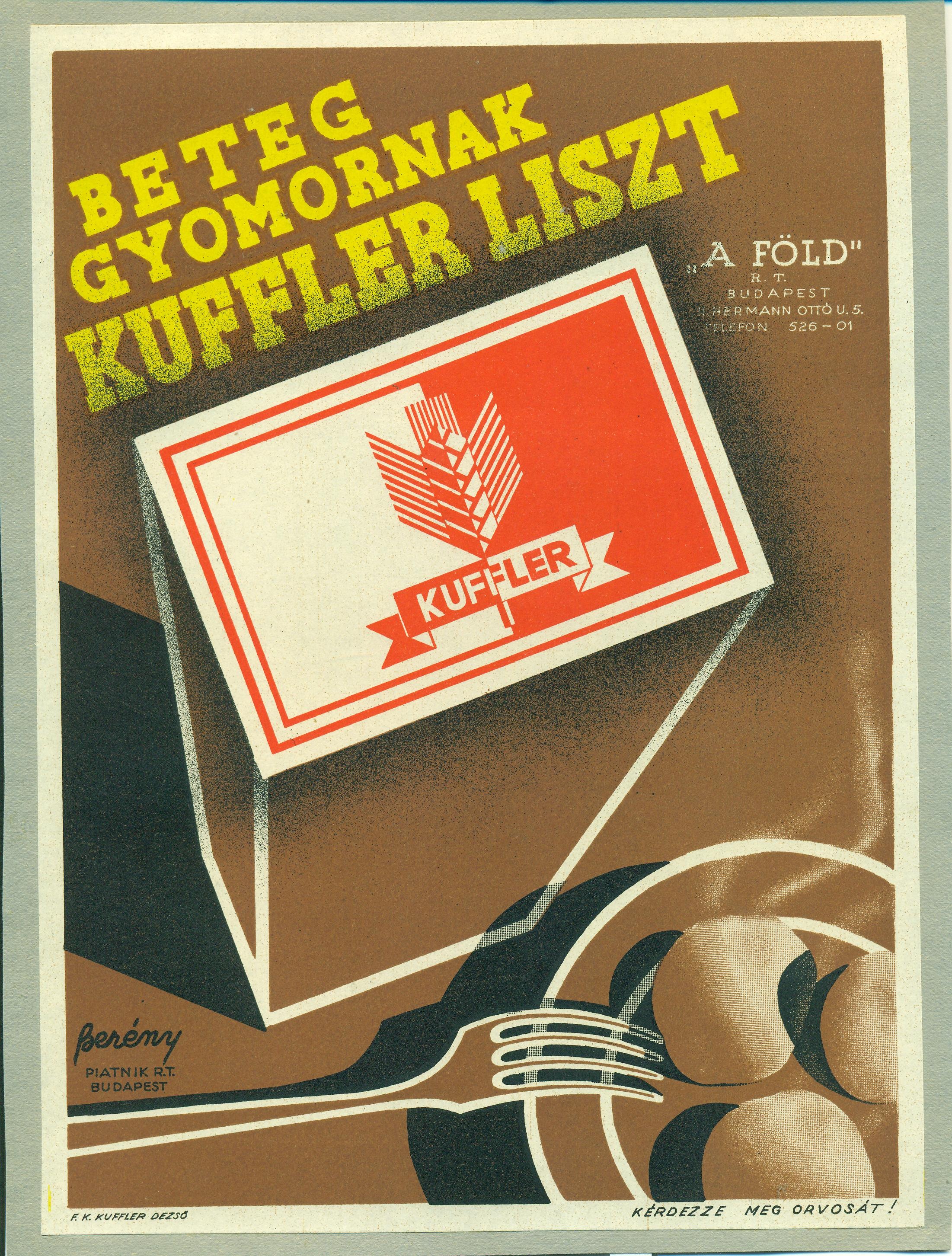Kuffler liszt villamosplakát (Magyar Kereskedelmi és Vendéglátóipari Múzeum CC BY-NC-SA)