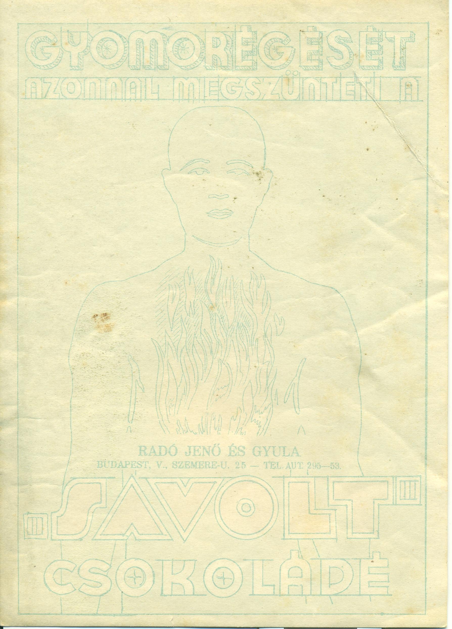 Savolt csokoládé villamosplakát (Magyar Kereskedelmi és Vendéglátóipari Múzeum CC BY-NC-SA)