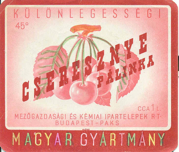 Cseresznyepálinka (Magyar Kereskedelmi és Vendéglátóipari Múzeum CC BY-NC-SA)