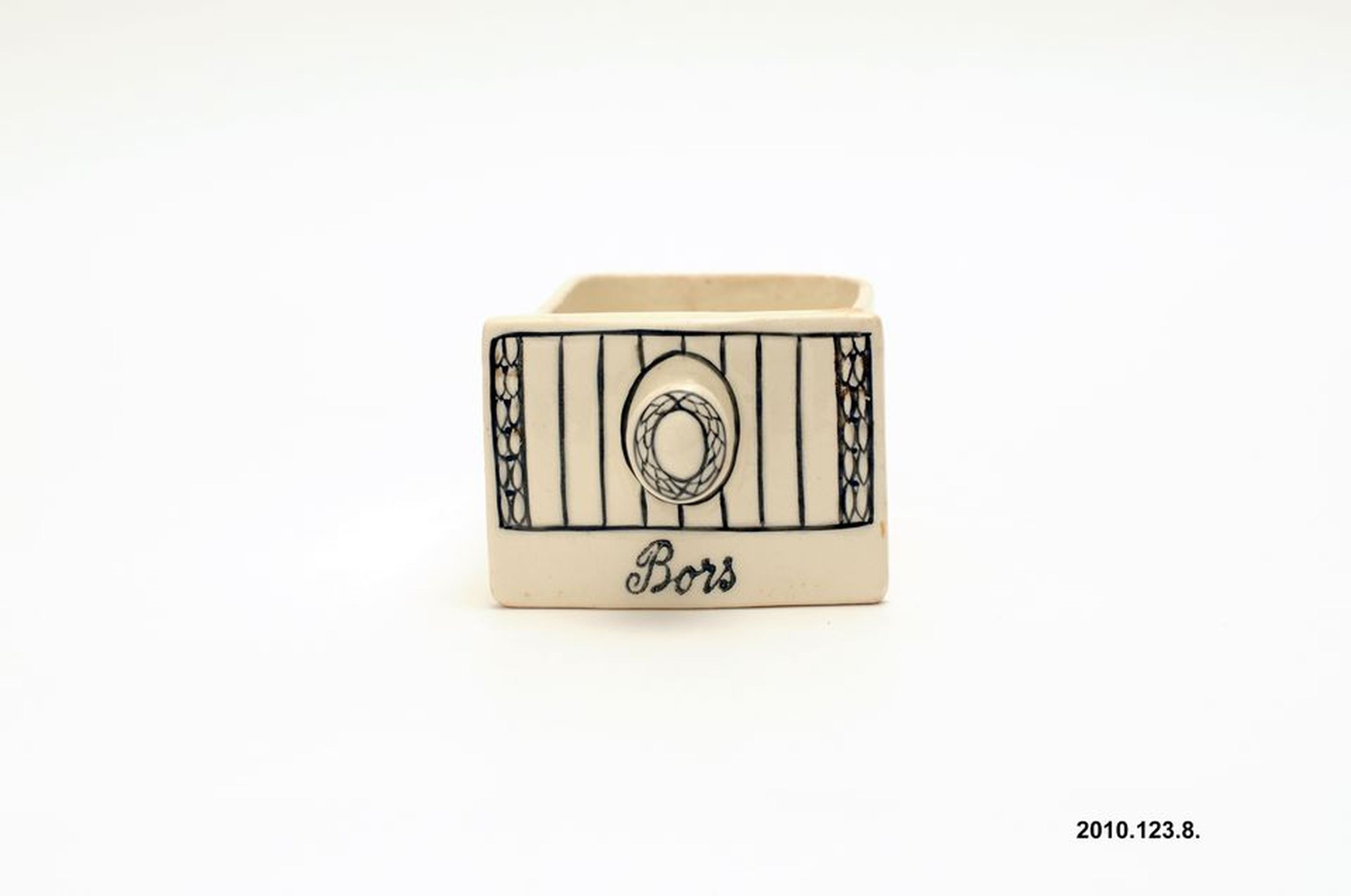 Kerámia fűszertartó fiók "Bors" felirattal (Óbudai Múzeum CC BY-NC-SA)