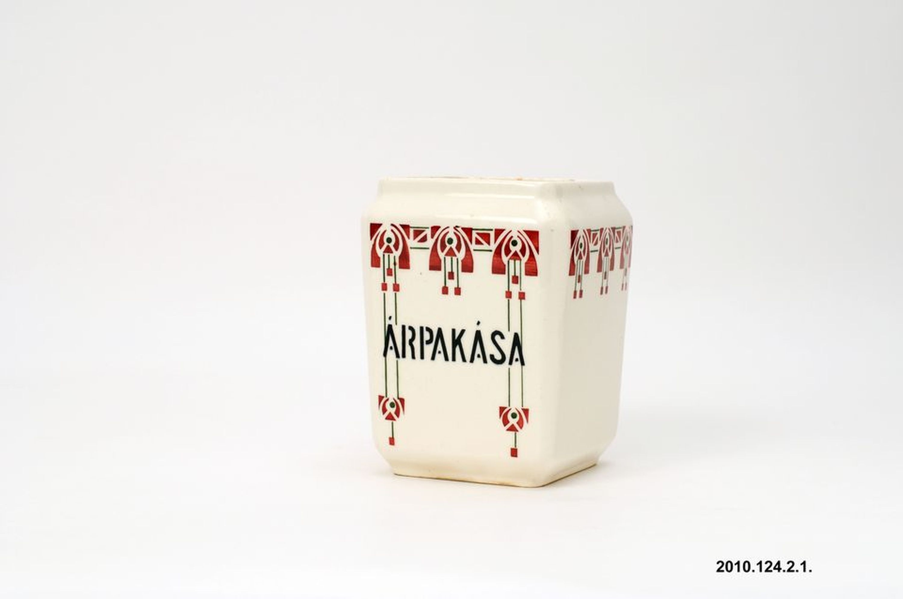 Kerámia fűszertartó "Árpakása" felirattal (Óbudai Múzeum CC BY-NC-SA)