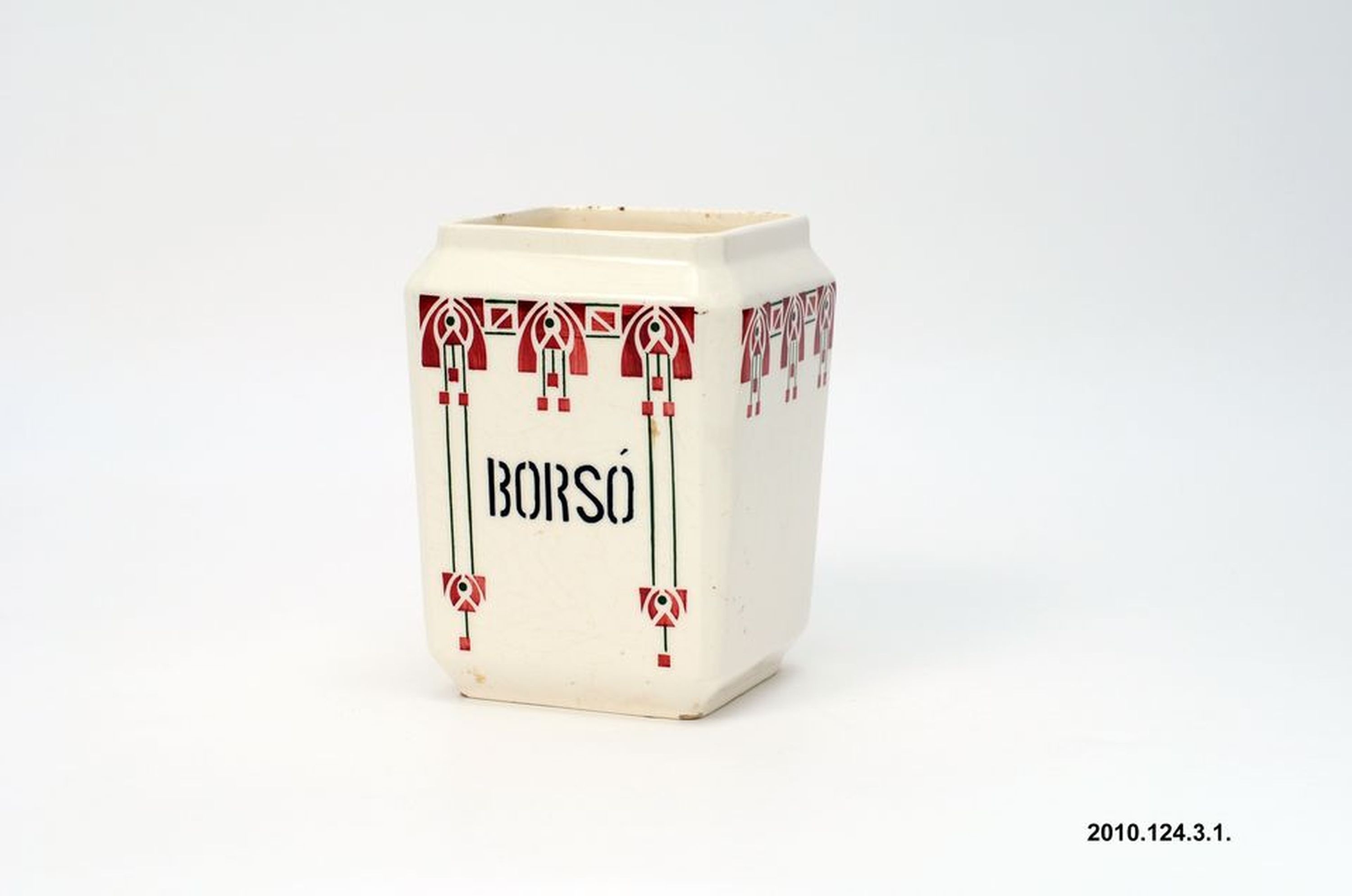 Kerámia fűszertartó "Borsó" felirattal (Óbudai Múzeum CC BY-NC-SA)