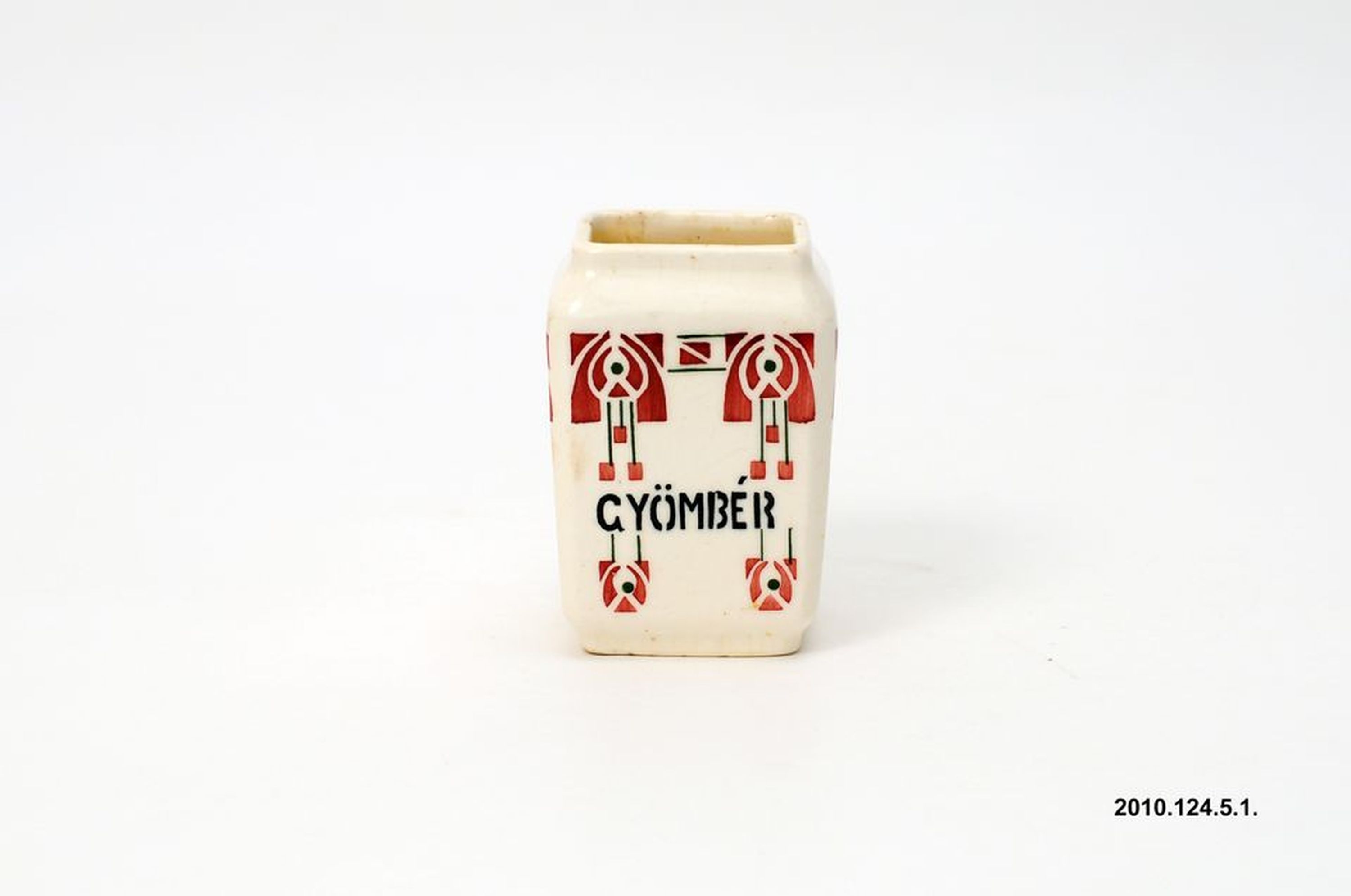 Kerámia fűszertartó "Gyömbér" felirattal (Óbudai Múzeum CC BY-NC-SA)