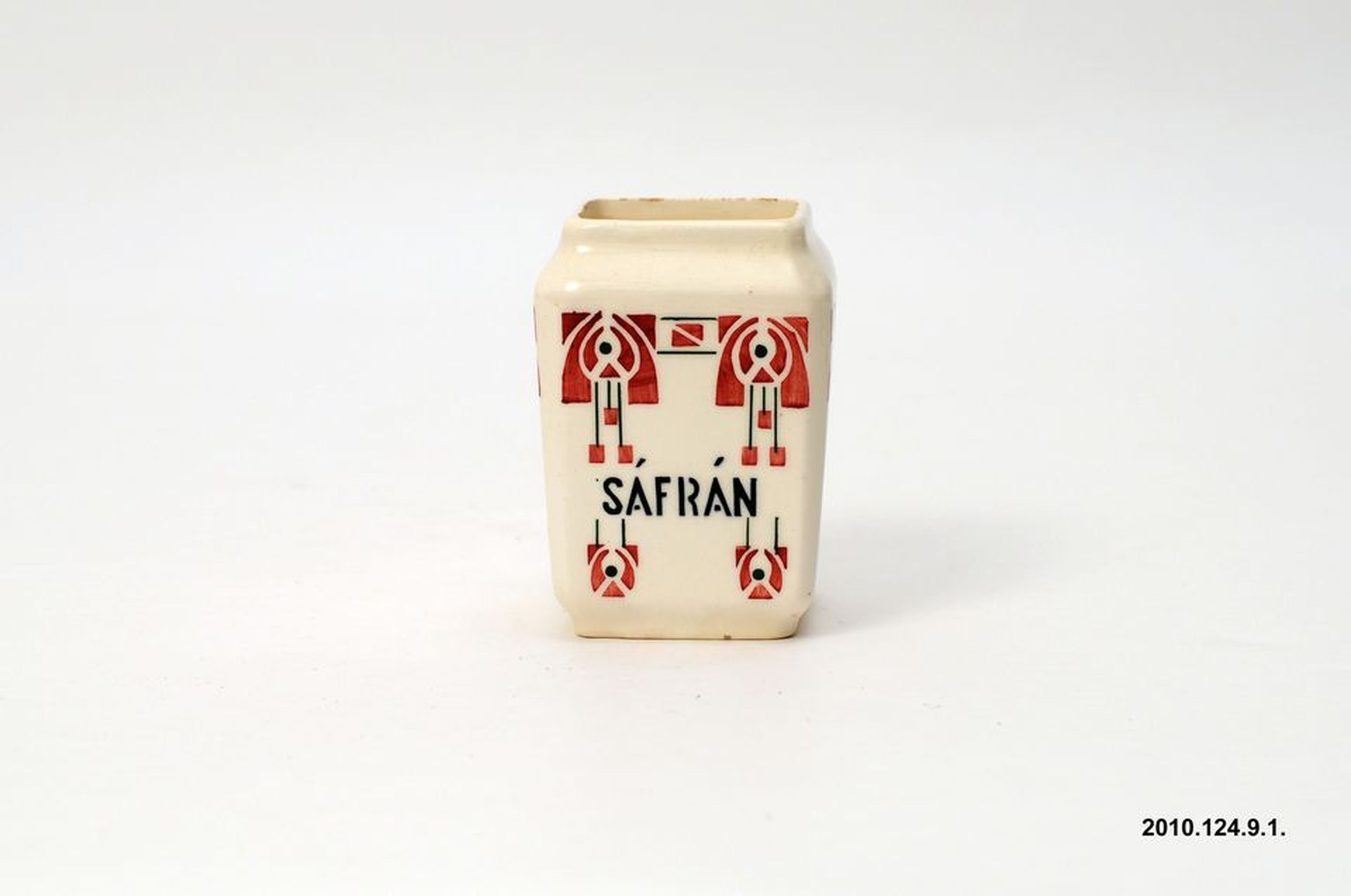Kerámia fűszertartó "Sáfrány" felirattal (Óbudai Múzeum CC BY-NC-SA)