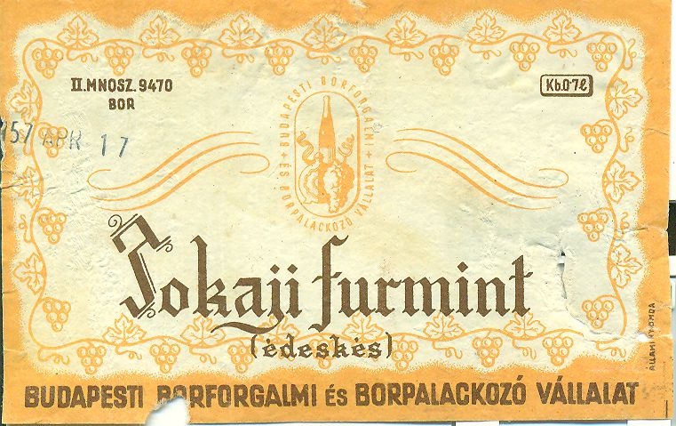 Tokaji furmint (Magyar Kereskedelmi és Vendéglátóipari Múzeum CC BY-NC-SA)