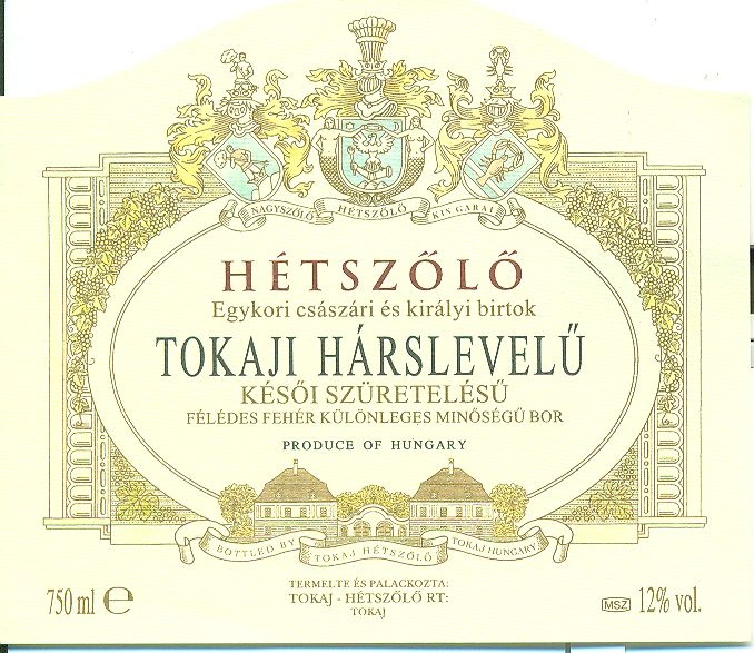 Tokaji hárslevelű (Magyar Kereskedelmi és Vendéglátóipari Múzeum CC BY-NC-SA)
