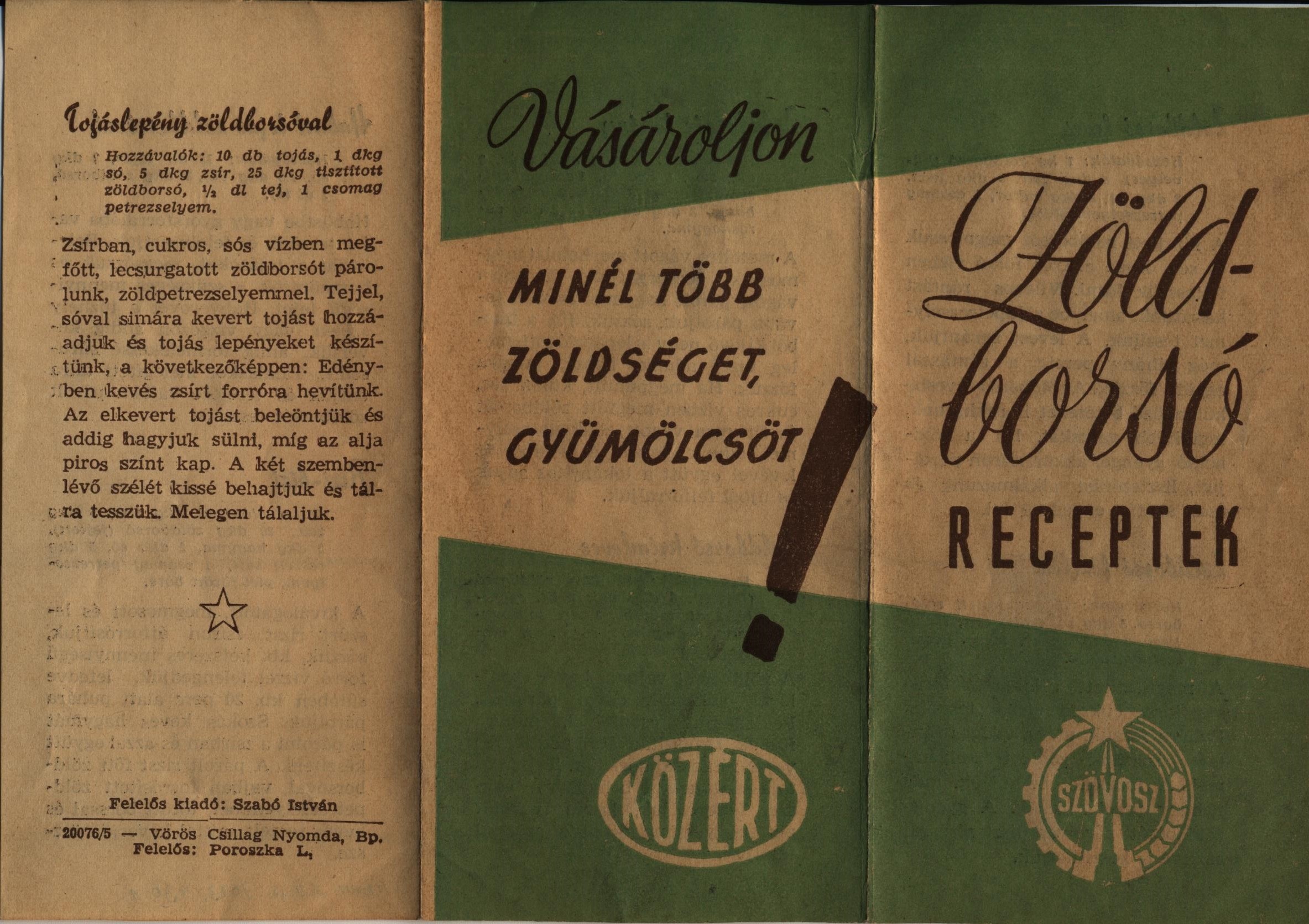 Zöldborsó receptek (Magyar Kereskedelmi és Vendéglátóipari Múzeum CC BY-NC-SA)