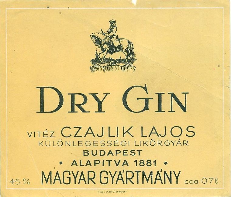 Dry Gin (Magyar Kereskedelmi és Vendéglátóipari Múzeum CC BY-NC-SA)