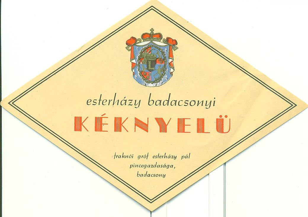 Esterházy badacsonyi Kéknyelü (Magyar Kereskedelmi és Vendéglátóipari Múzeum CC BY-NC-SA)