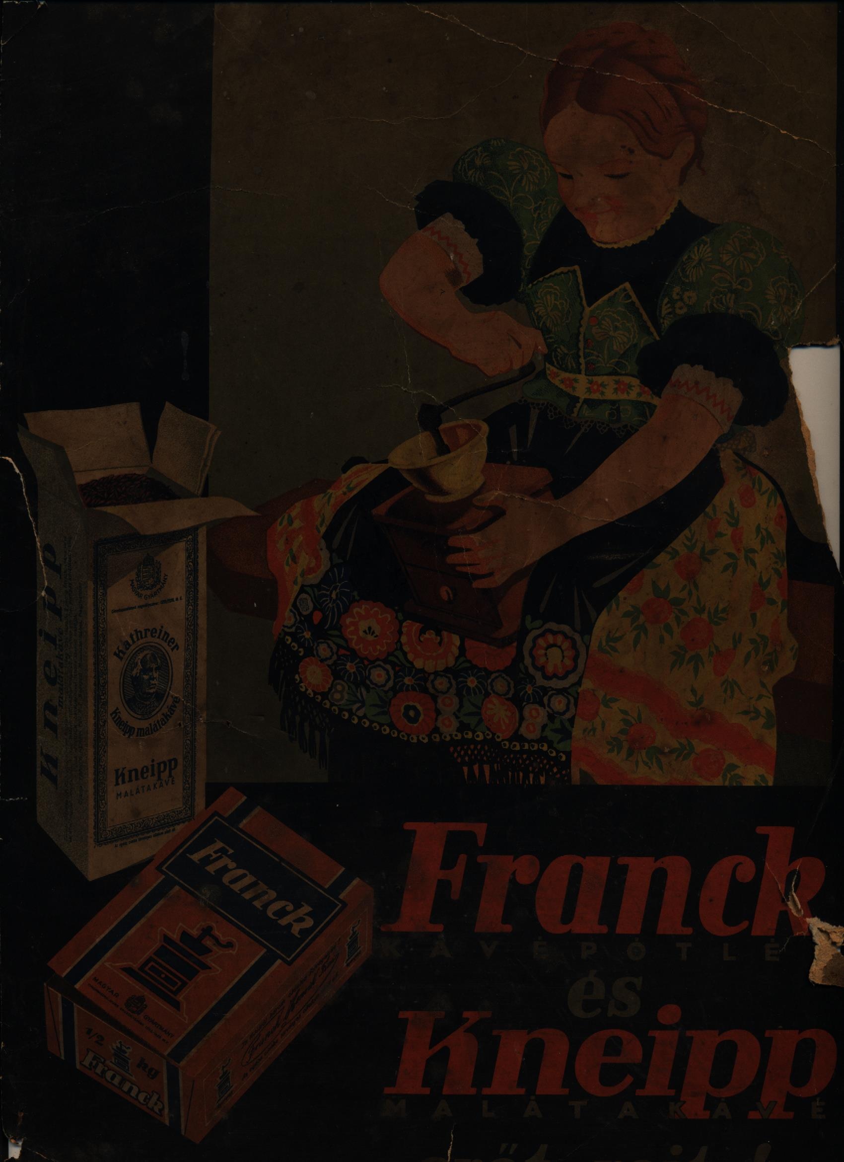 Franck és Kneipp kávépótlók reklámtábla (Magyar Kereskedelmi és Vendéglátóipari Múzeum CC BY-NC-SA)
