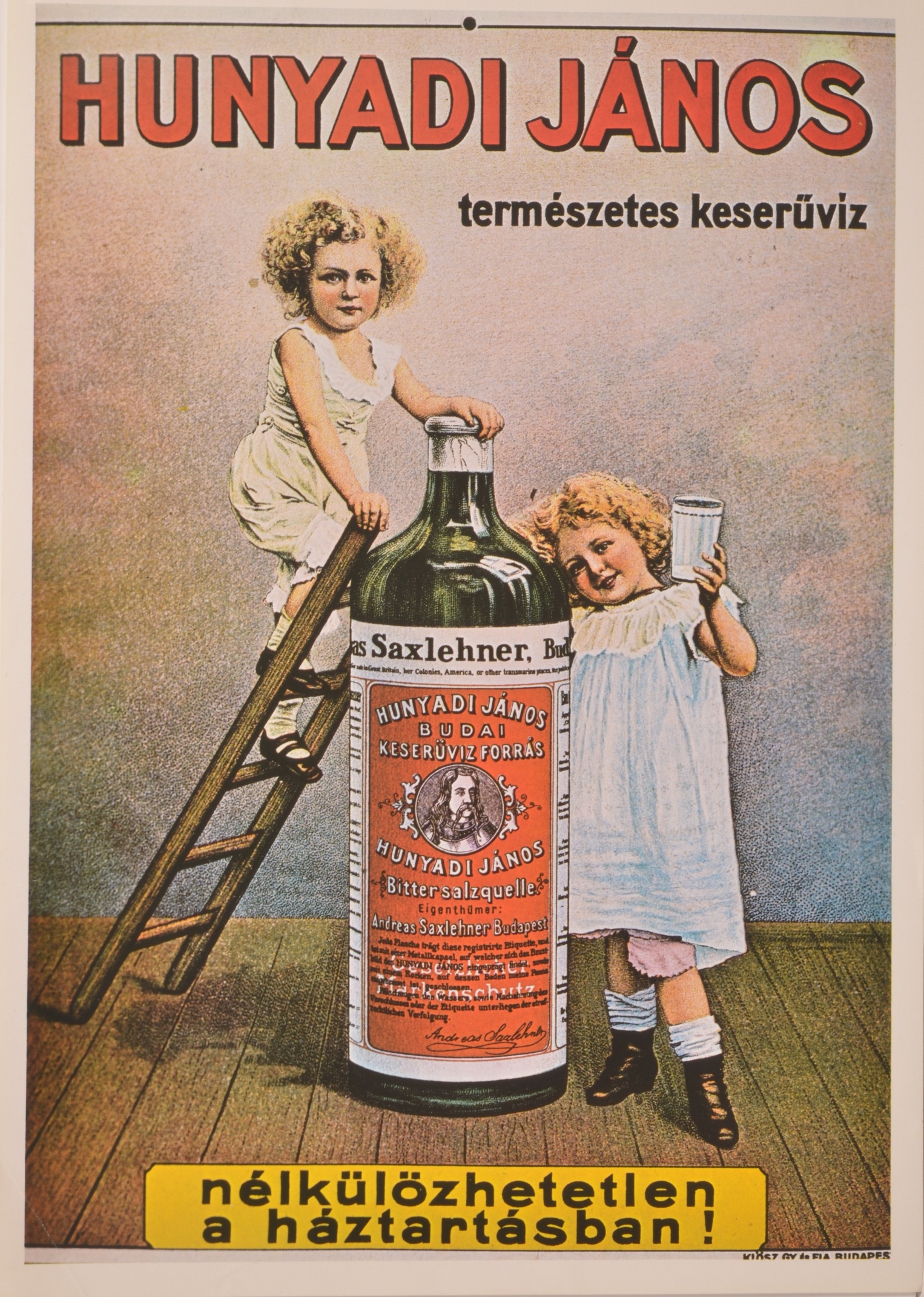 Hunyadi Keserűvíz kisplakát reprodukció (Magyar Kereskedelmi és Vendéglátóipari Múzeum CC BY-NC-SA)