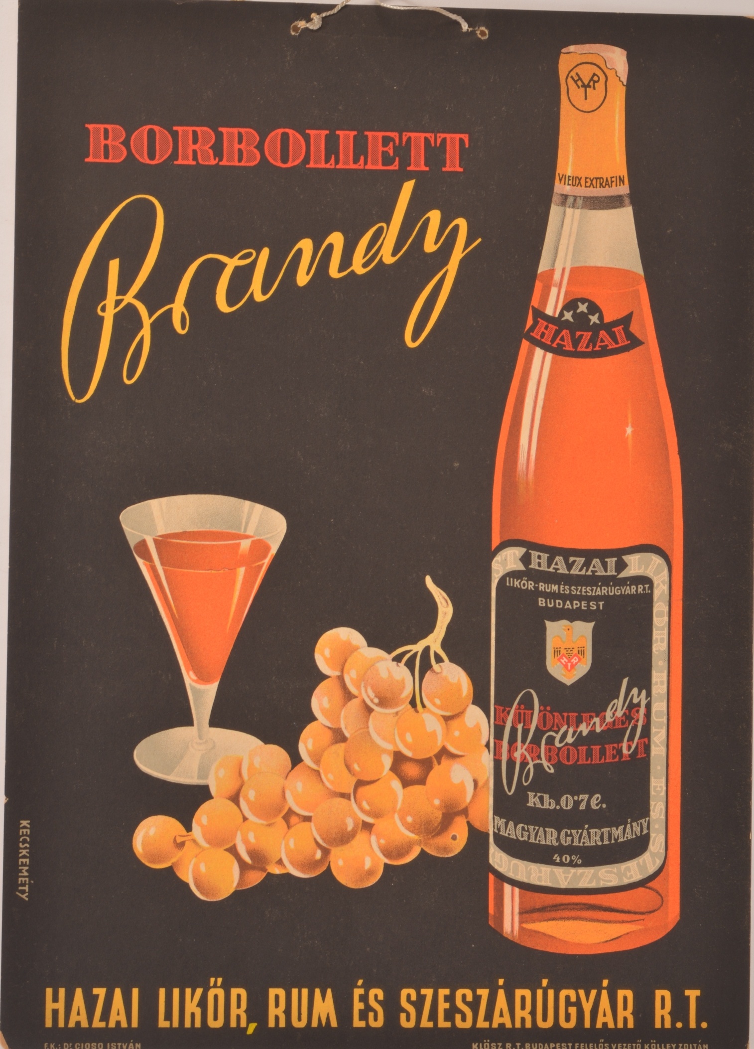 Borbollett Brandy reklámtábla (Magyar Kereskedelmi és Vendéglátóipari Múzeum CC BY-NC-SA)