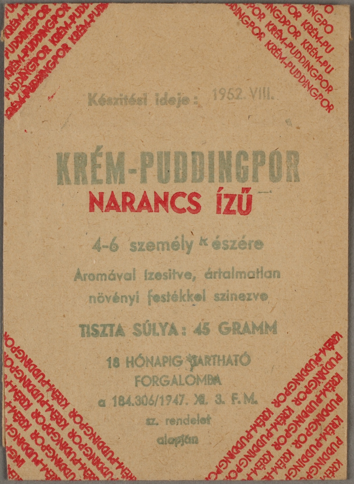 Krémpuding zacskó (Magyar Kereskedelmi és Vendéglátóipari Múzeum CC BY-NC-SA)