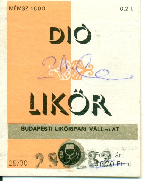 Dió Likőr (Magyar Kereskedelmi és Vendéglátóipari Múzeum CC BY-NC-SA)