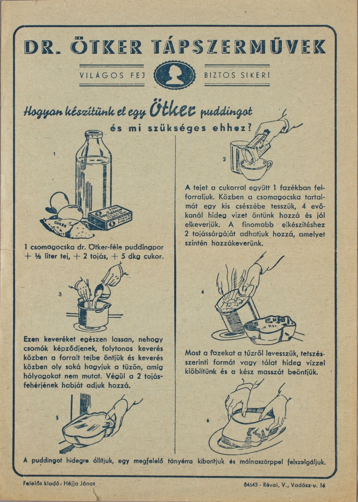 Dr. Oetker puding recept (Magyar Kereskedelmi és Vendéglátóipari Múzeum CC BY-NC-SA)