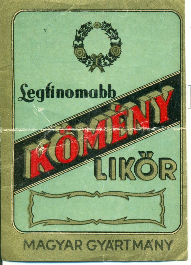 Kömény likőr (Magyar Kereskedelmi és Vendéglátóipari Múzeum CC BY-NC-SA)