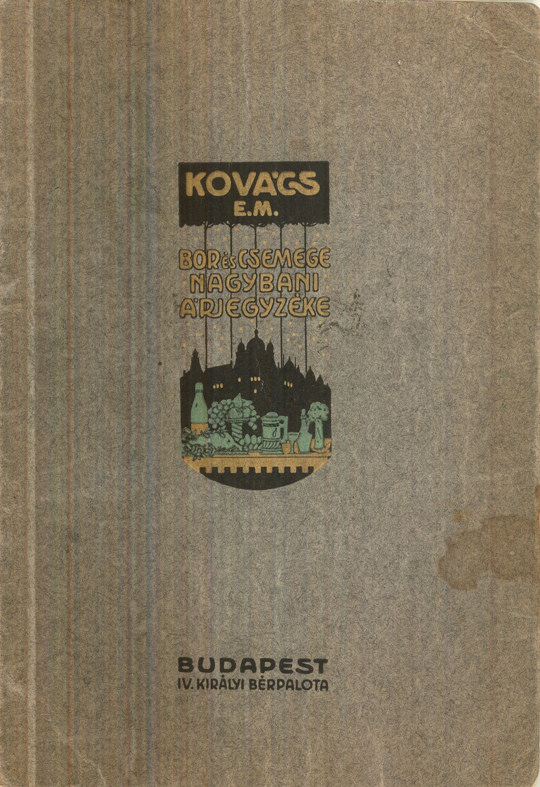 Kovács E. M. (Emil Mátyás) árjegyzék (Magyar Kereskedelmi és Vendéglátóipari Múzeum CC BY-NC-SA)