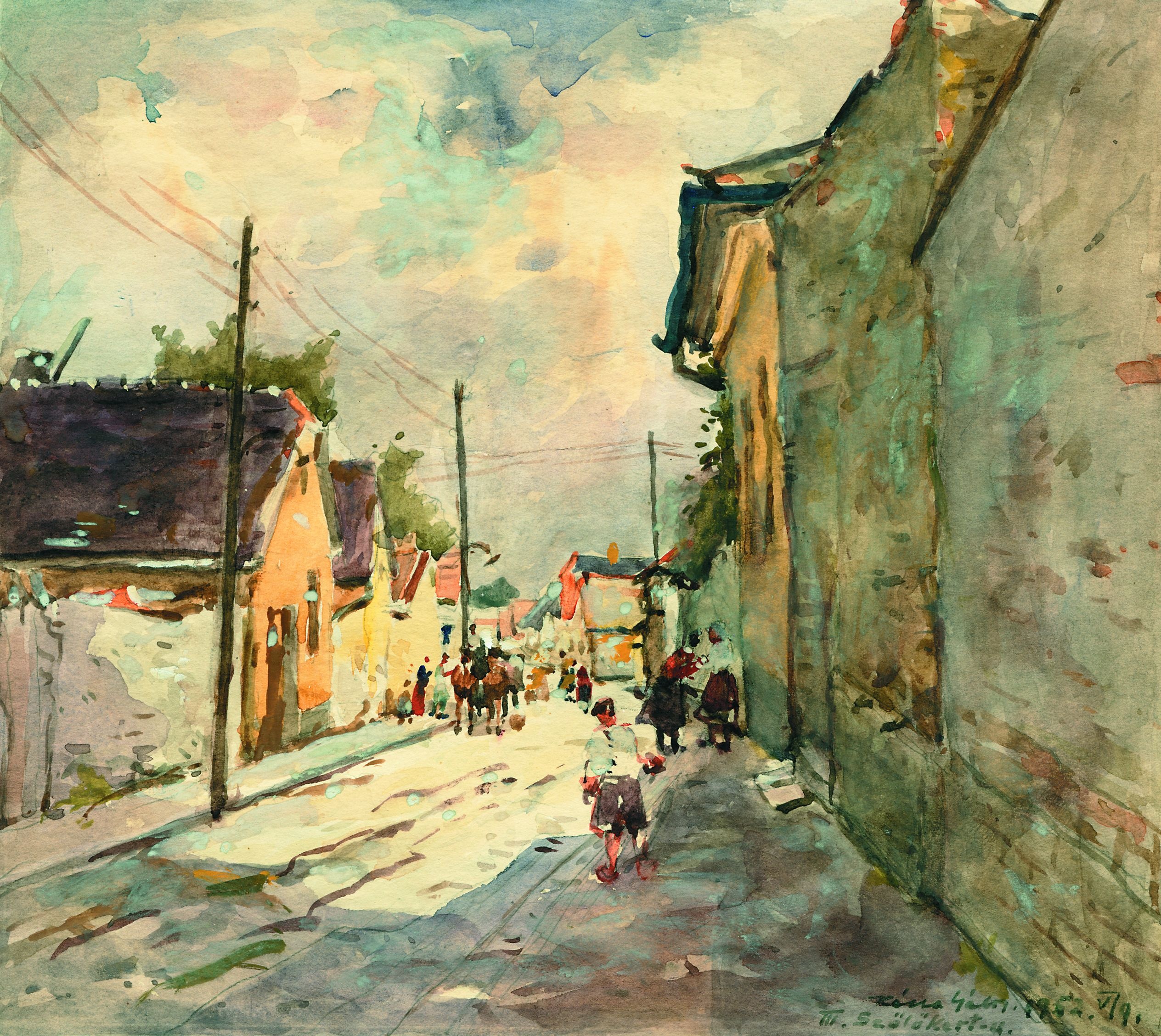 A Szőlőkeret utcáról készített festmény (Óbudai Múzeum CC BY-NC-SA)