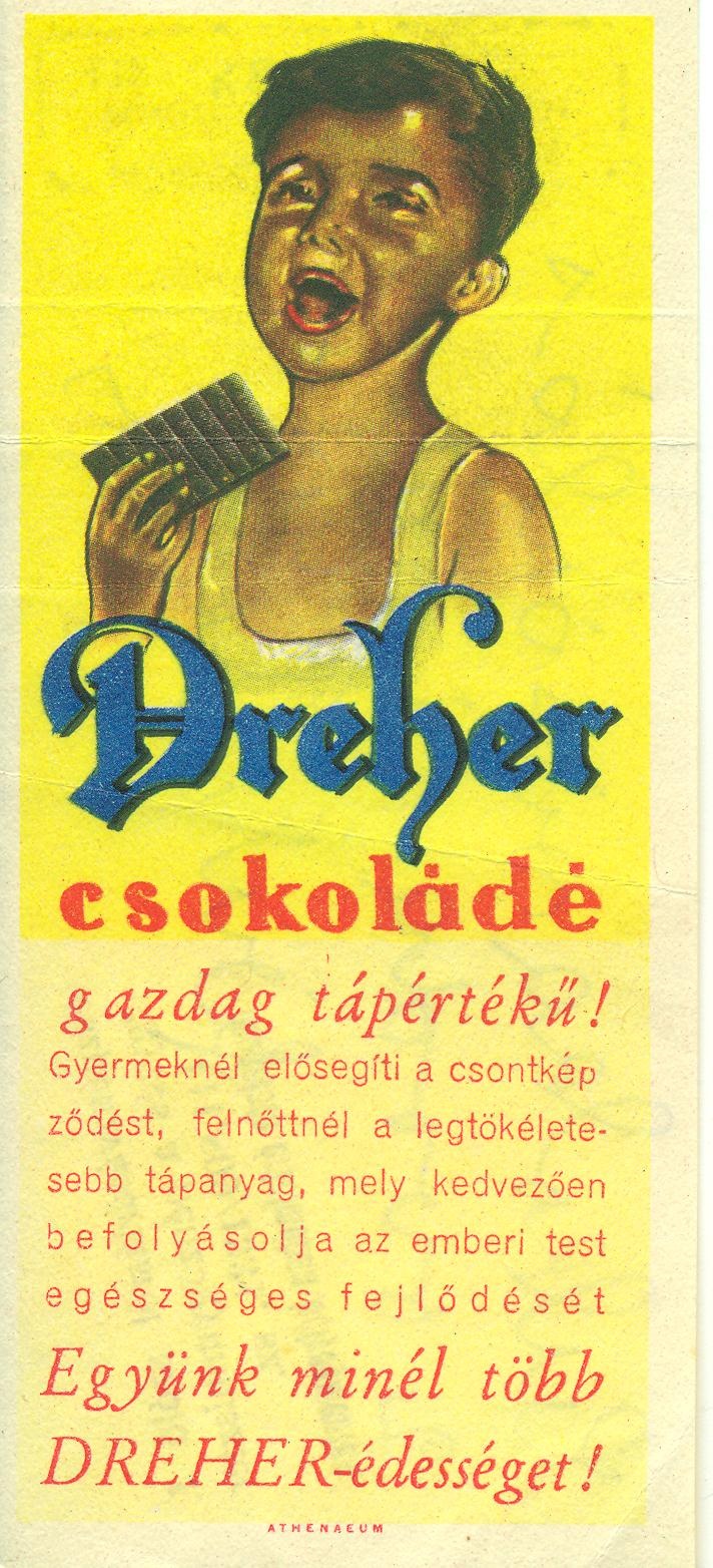 Dreher csokoládé (Magyar Kereskedelmi és Vendéglátóipari Múzeum CC BY-NC-SA)