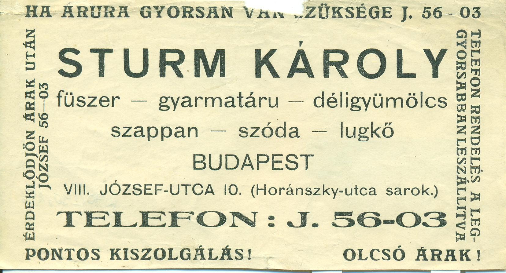 Sturm Károly vegyeskereskedése (Magyar Kereskedelmi és Vendéglátóipari Múzeum CC BY-NC-SA)