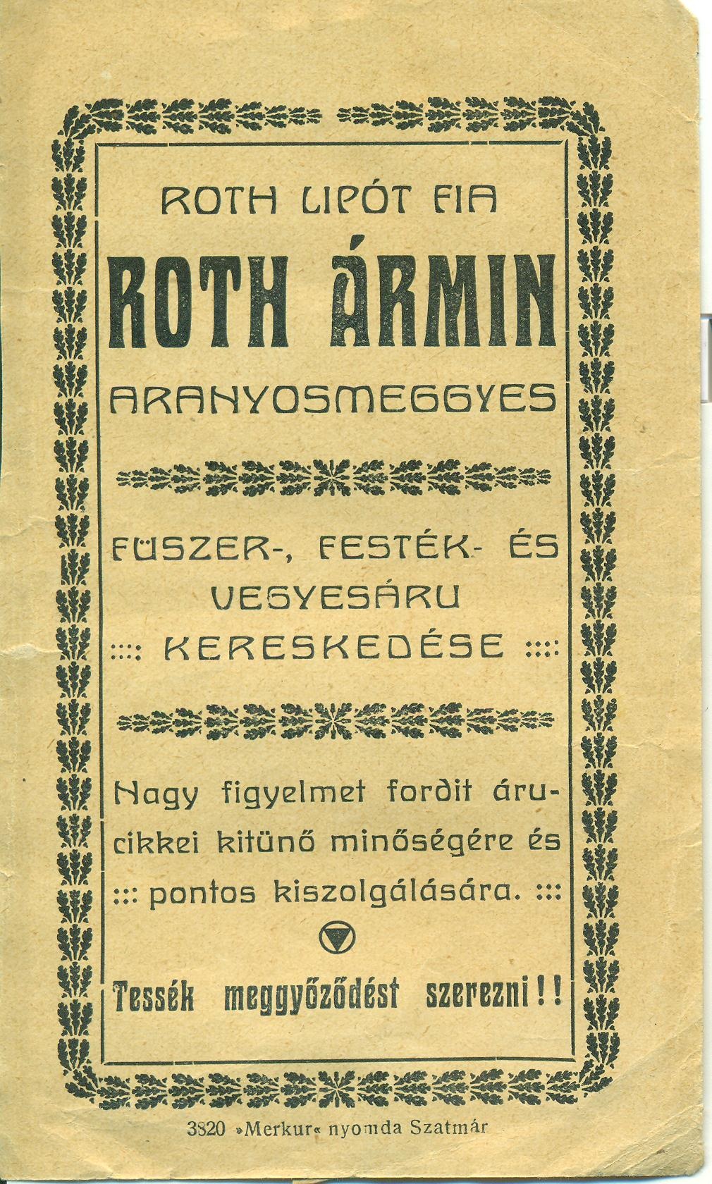 Roth Ármin vegyeskereskedése Aranyosmeggyes (Magyar Kereskedelmi és Vendéglátóipari Múzeum CC BY-NC-SA)