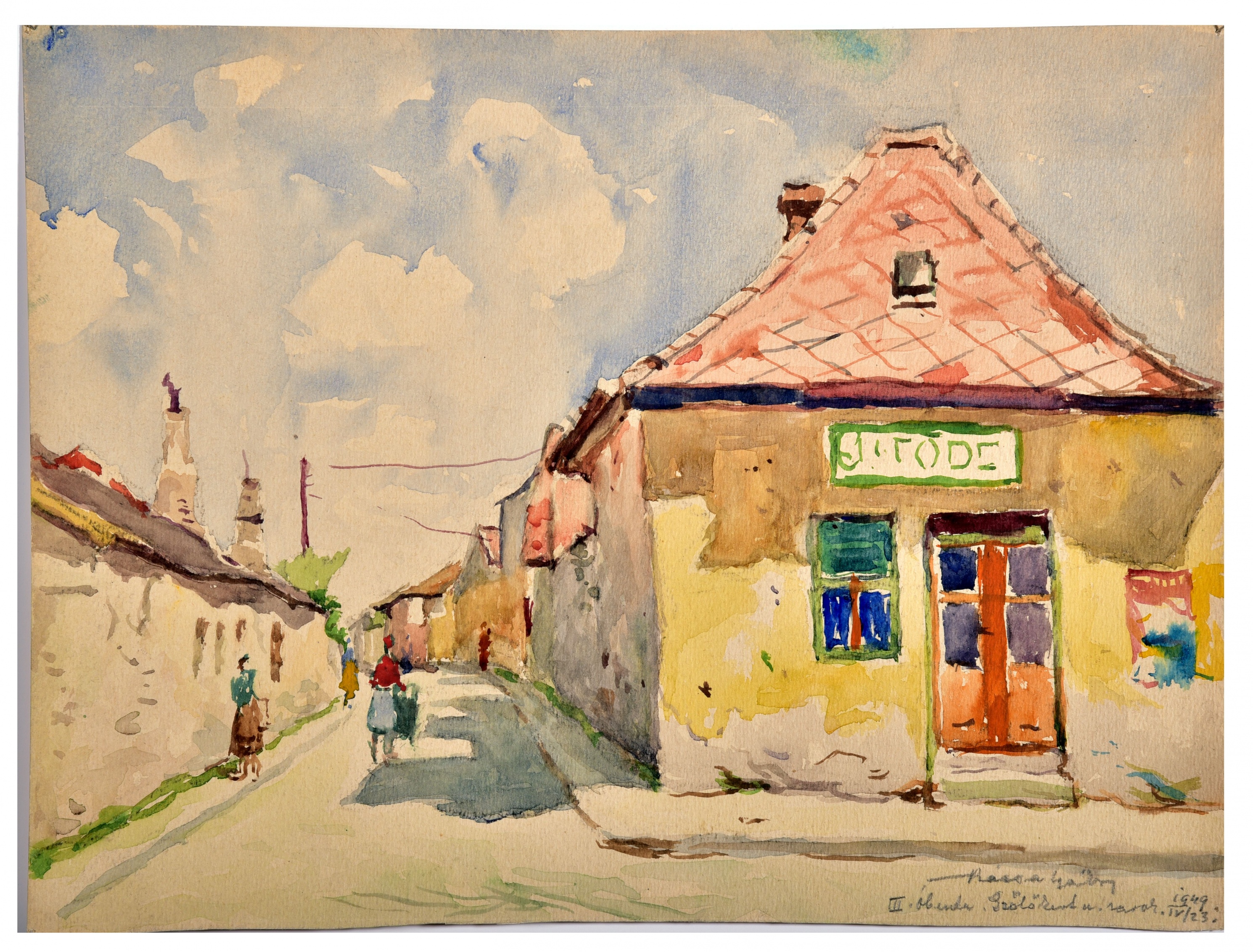 A Szőlőkert utcáról készült festmény (Óbudai Múzeum CC BY-NC-SA)