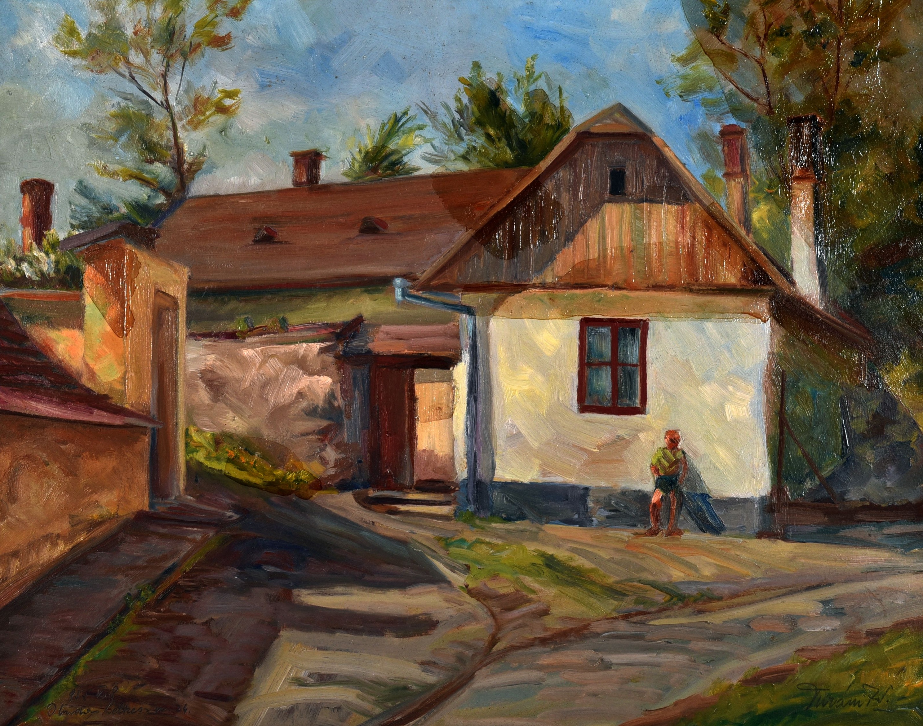 Földszintes lakóházról készített festmény (Óbudai Múzeum CC BY-NC-SA)