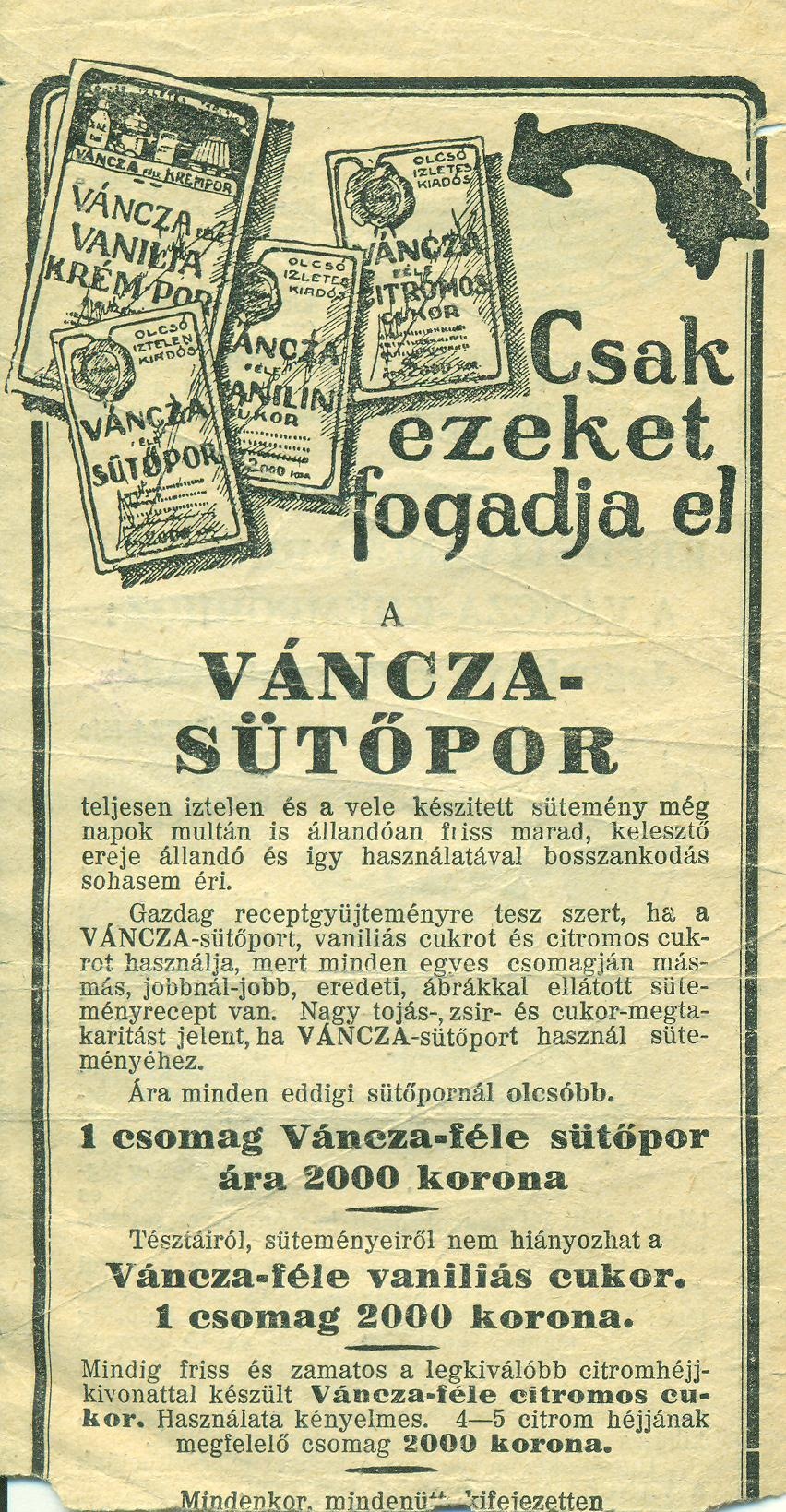 Váncza sütőpor (Magyar Kereskedelmi és Vendéglátóipari Múzeum CC BY-NC-SA)