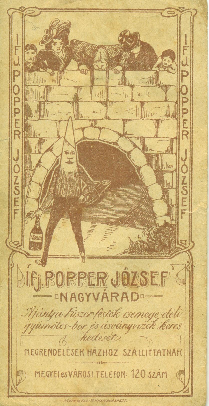 Ifj. Popper József vegyeskereskedése Nagvárad (Magyar Kereskedelmi és Vendéglátóipari Múzeum CC BY-NC-SA)