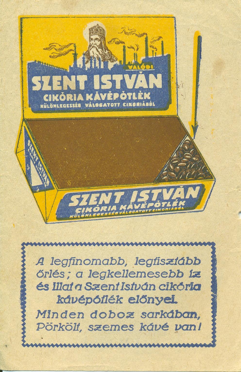Szent István cikória kávépótlék (Magyar Kereskedelmi és Vendéglátóipari Múzeum CC BY-NC-SA)