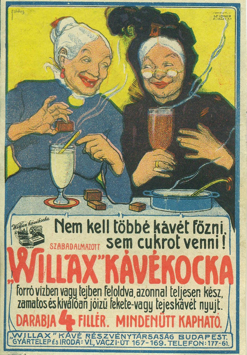 "Willax" kávékocka (Magyar Kereskedelmi és Vendéglátóipari Múzeum CC BY-NC-SA)
